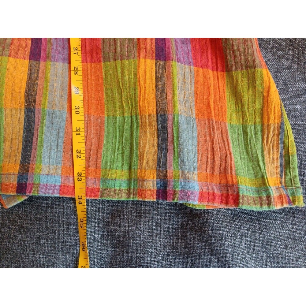 Venezia Vitale Shirt size 2X womans Yellow Red Blue Plaid Blouse long Sleeve - Picture 5 of 10